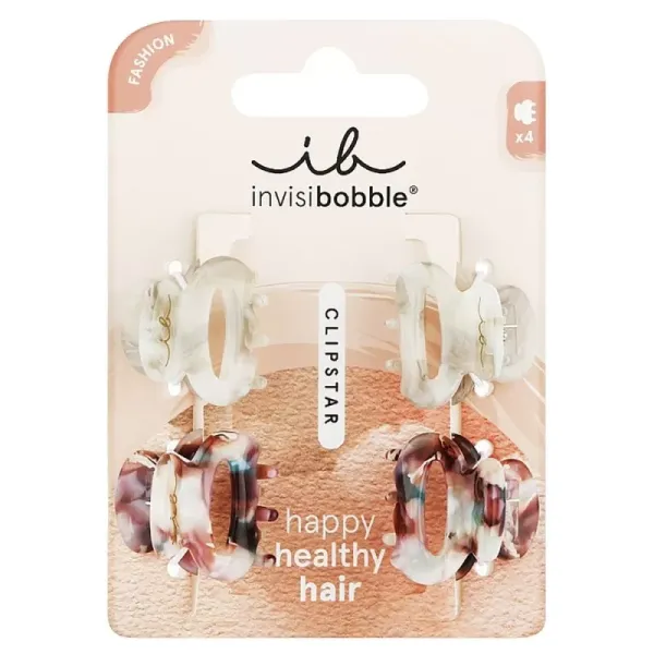 Заколка-краб для волосся Invisibobble Clipstar Petit Bijoux (тигровий та молочний) 4 штуки 