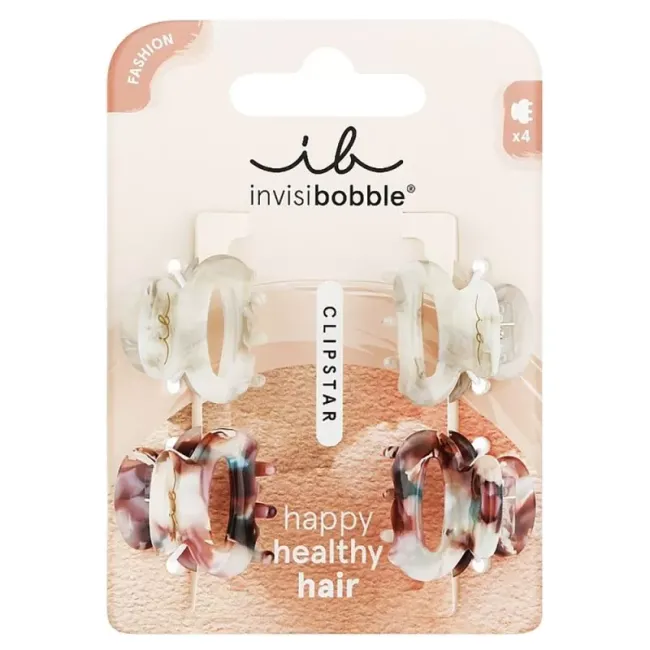 Заколка-краб для волосся Invisibobble Clipstar Petit Bijoux (тигровий та молочний) 4 штуки 