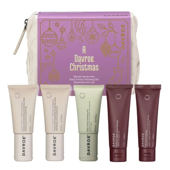 Різдвяний туристичний набір продуктів для волосся блонд Davroe Christmas Blonde Senses Travel Pack
