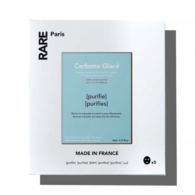 RARE Paris Box of 5 Carbone Glacé Purifying Face Mask Набір з п'яти очищувальних масок для обличчя з гамамелісом та екстрактом мальви