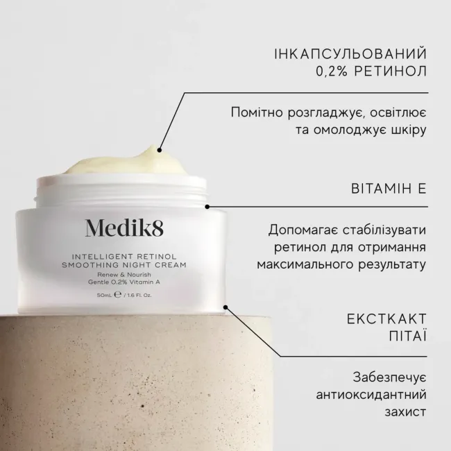Medik8 INTELLIGENT RETINOL® SMOOTHING NIGHT CREAM Інтеліджент ретинол смузін найт крем - Відновлюючий та живильний нічний крем з 0,2% вітаміну А