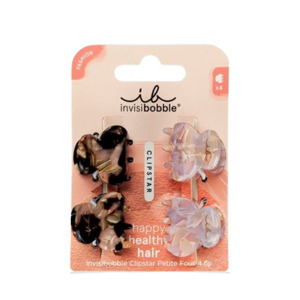 Заколка-краб для волосся Invisibobble Clipstar Petit Four (анімалістичний принт та рожевий кварц) 4 штуки