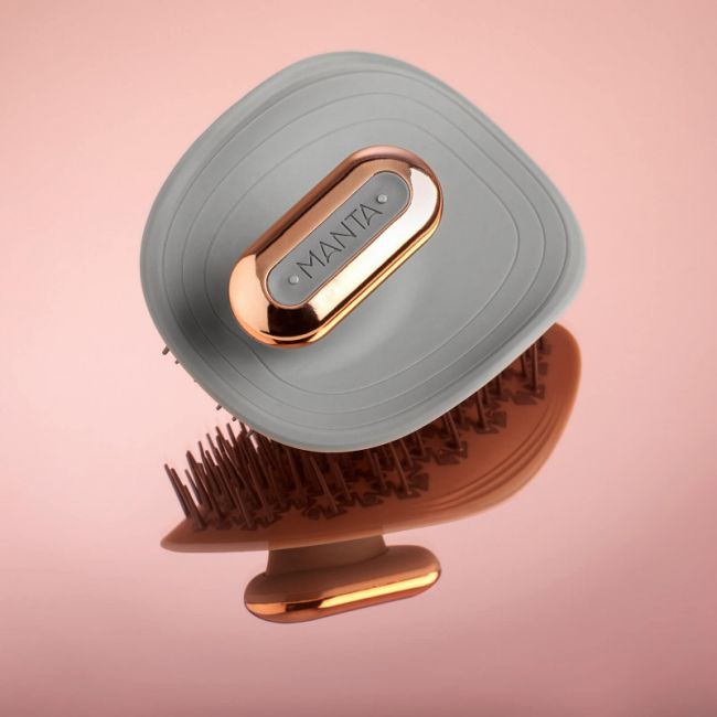 Manta Pulse Brush Grey Масажна щітка для волосся сіра з тримачем