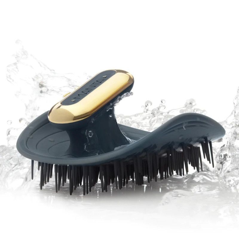 Manta Pulse Brush Deep Ocean Blue Масажна щітка для волосся синя з тримачем