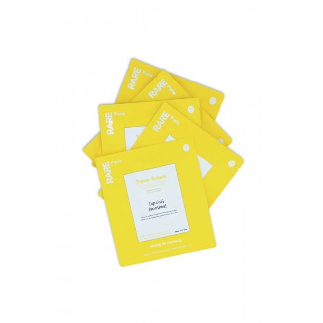 RARE Paris Box of 5 Trésor Solaire Soothing Face Mask Набір з п'яти заспокійливих масок для обличчя з Вітаміном Е та екстрактом арніки