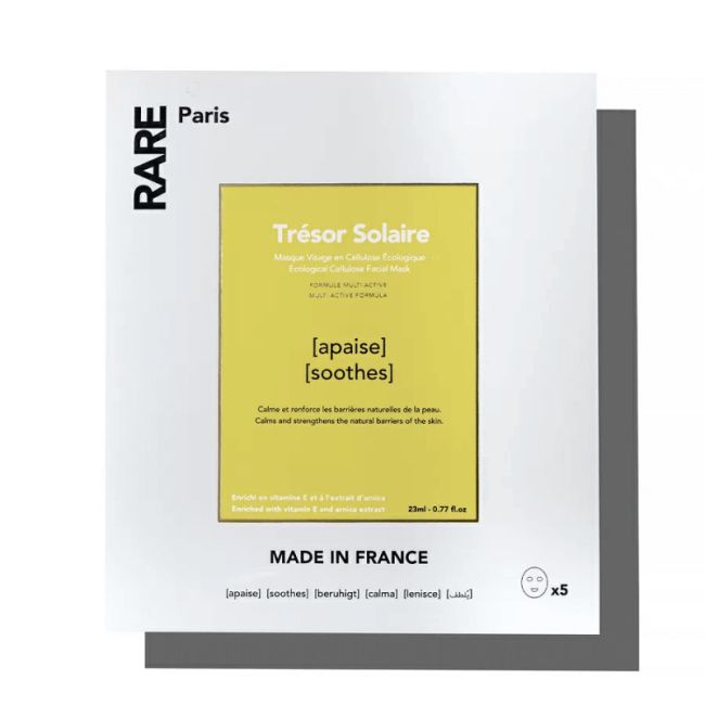 RARE Paris Box of 5 Trésor Solaire Soothing Face Mask Набір з п'яти заспокійливих масок для обличчя з Вітаміном Е та екстрактом арніки